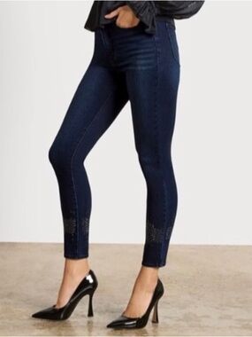 Sam Edelman Jeans High Rise Skinny Rhinestone Hem Stardust Stud Women’s Size 26
